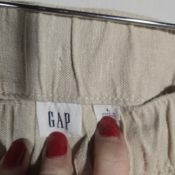 Gap Linen Blend Wide Leg Pullon Pants Drawstring Minimal Beachy Classic Large - Picture 4 of 7